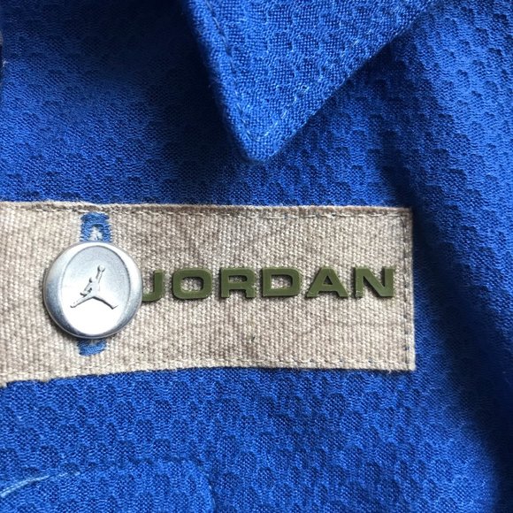 Jordan Nike Men's Blue Vintage Short Sleeve Button Down Textured Shirt XL USA - Picture 2 of 5
